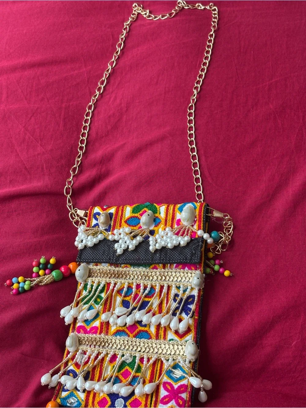 Gujarati Embroidered Phone Pouch Crossbody Bag Navratri